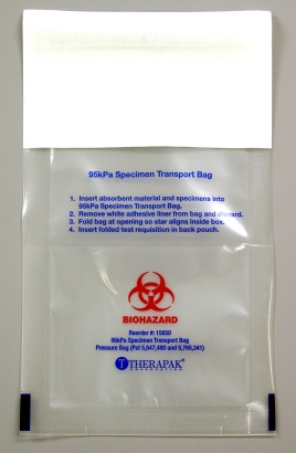 95kPa Adhesive Seal Specimen Transport Bag #15650 