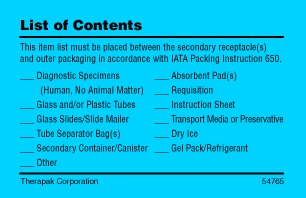 List of Contents Card #54765 